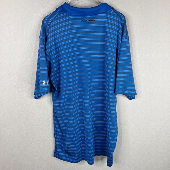 Under Armour Men's Classic Striped Polo Shirt Short Sleeve Blue Size XL - Picture 2 of 14
